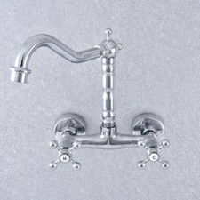 Wall Mount Polished Chrome Brass Bathroom Sink Faucet Kitchen Mixer Tap fsf778