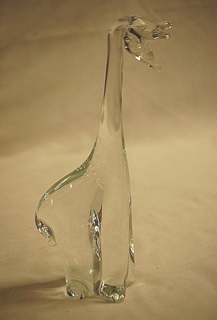 Elegant Large Long Neck Giraffe Clear Crystal Art Glass Animal Figurine