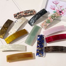 Women Retro Acetate Hair Clip Leopard Marble Barrettes Metal Hairpin Headwear  