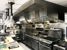12' Commercial Kitchen Wall Canopy Hood, Exhaust Fan, and Supply Fan Package