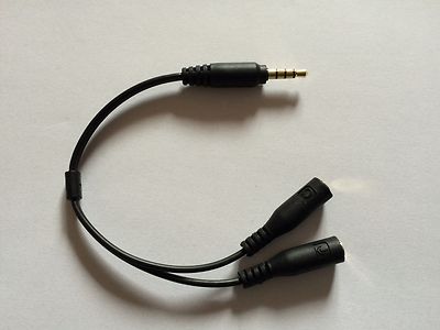 3.5mm Stereo Audio Male to 2 Female Headset Mic Y Splitter Cable Kabel Adapter