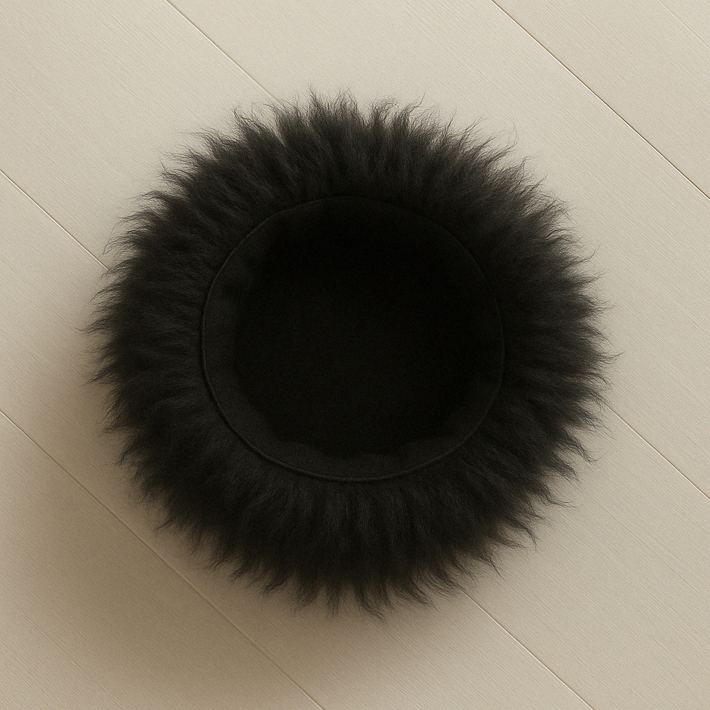 Black Papakha Hat | Handmade Sheepskin Wool Caucasian Traditional Hat