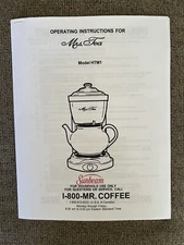 MRS TEA  by MR COFFEE Hot Tea Maker  INSTRUCTION MANUAL