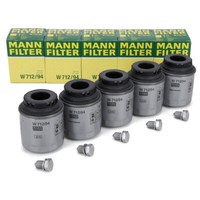 5X Mann ÖLfilter + Schraube FüR Vw Golf 6 Passat Polo Tiguan Touran 1.2/1.4 Tsi