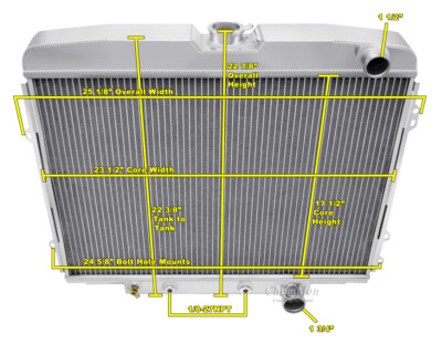RR Champion 3 Row Radiator,16'' Fan,Shroud-1968 1969 Ford Torino Small V8 Eng