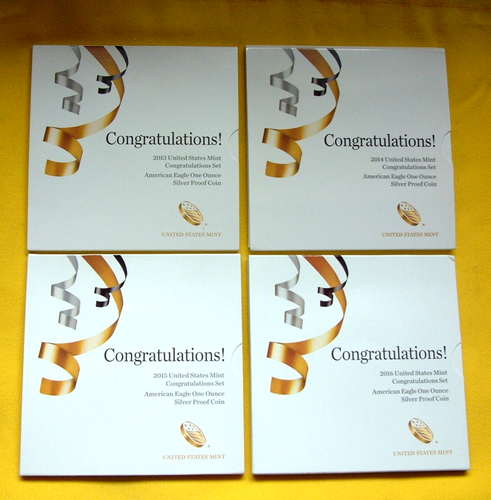 4 RAREST U.S.MINT CONGRATULATIONS SETS - 2013, 2014, 2015, 2016