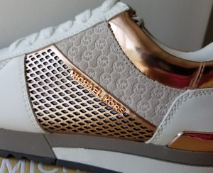 michael kors white and rose gold sneakers