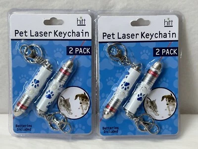 HITT New Cat Laser Pointer Keychain Teaser Flashlight Dog Pet Light 4-PACK