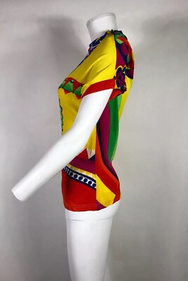 Vtg Gianni Versace Yellow Printed Top XS 38 | eBay