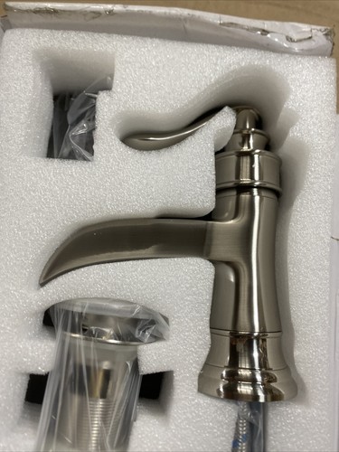BWE Single Hole / Single Handle Low Arc Bathroom Faucet Brushed Nickle - 第 2/4 張圖片