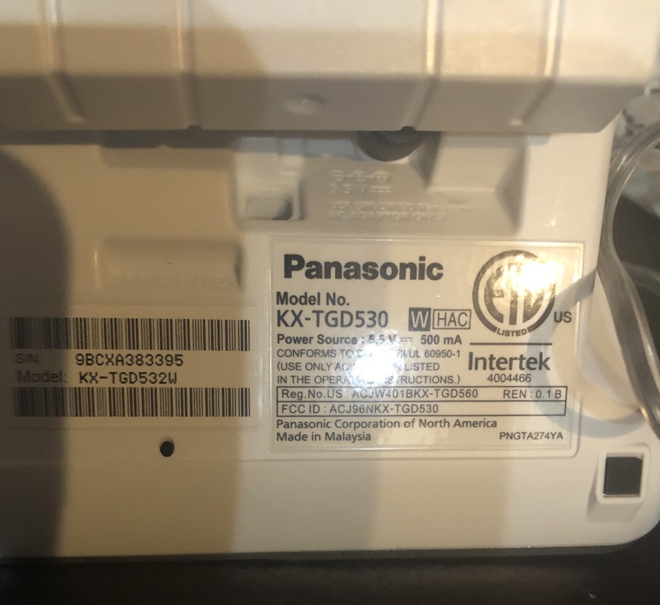 Panasonic KXTGD530 White Cordless Phone Answering Machine 2 Handsets