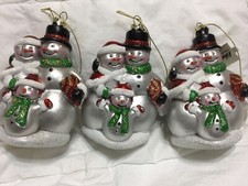 Three Katherine's Christmas Collection Plastic Snow Family Ornaments