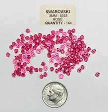 Swarovski® Bicone Beads #5328  - 3mm - ROSE - 144 Pieces - Pink