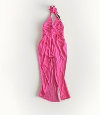 Hot Pink Sexy Halter Dress Size M New V-Neck Vacation Valentine’s Day Flatter