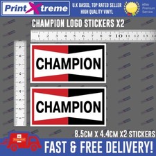 CHAMPION Sticker Decal x2 Vinyl car bike laptop Scooter sponsor logo moto