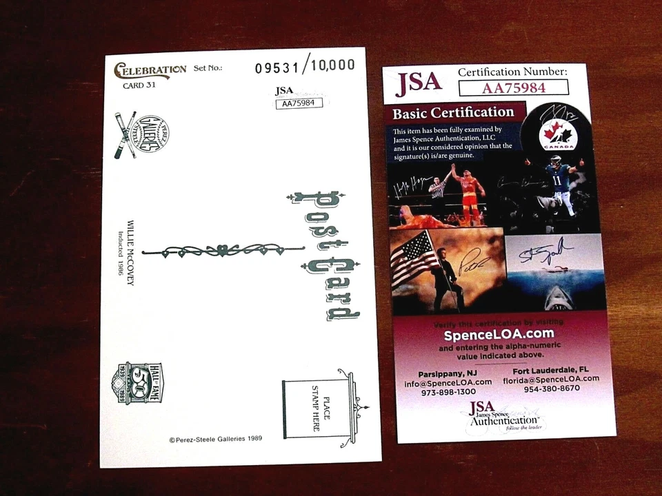 WILLIE MCCOVEY SF GIANTS HOF SIGNED AUTO VINTAGE 1989 PEREZ STEELE L/E CARD JSA  - Image 2 of 4