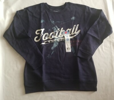 Hanes Boy's Soft Sweats Sweatshirt Blue Navy  ''Football'' Size L (10-12)