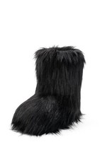 Women's Faux Fur Boot Furry Fluffy Round Toe Suede Snow Winter Women 9 Black