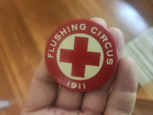 1911 Flushing Circus Red Cross Pinback Button...New York