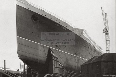 RMS LUSITANIA BOW BEFORE LAUNCH CUNARD LINER 4X6 PHOTO