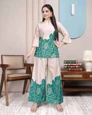 Indian Bollywood Co-Ord Set Women Printed Tunic Kurta Pant Set Ethnic Dress