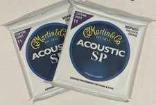 2 X Martin Co. Acoustic SP Phosphor Bronze Guitar Strings. Custom Light. NEW.