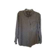 DRAKE black/tan flannel heavy duty buttondown Sz L 48" Chest Zip Pocket