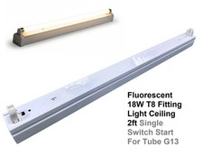 Fluorescent 18W T8 Fitting Light Ceiling 2ft Single Batten For Tube G13 Wall
