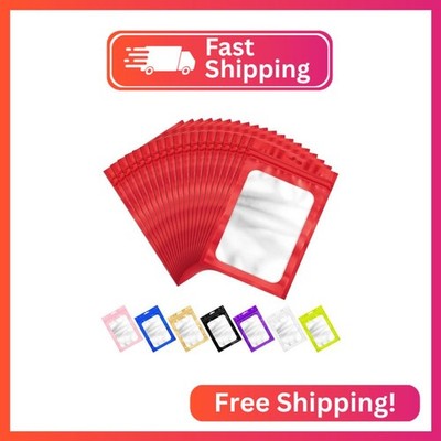 100 Pieces Resealable Mylar Bags with Zipper and Frosted Clear Window Smell Proo