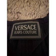 Versace Jeans Couture Vintage Crinkle Mini Dress Navy Blue Spaghetti Strap 32in