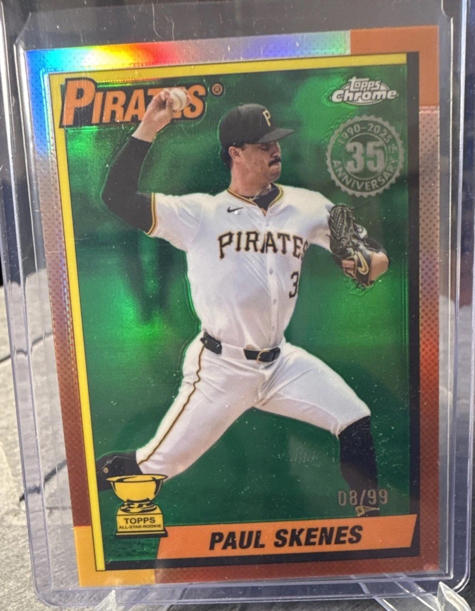 2025 Topps Chrome - 1990 Topps Baseball Paul Skenes #90CB-13 Green Refractor /99