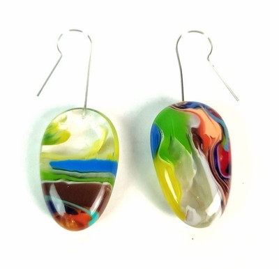 Sobral Pollock Folha Multicolor Bead Artist Made Statement Dangle Earrings