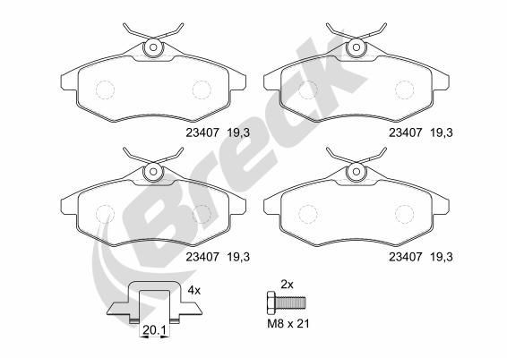 Breck Bremsbelagsatz, Scheibenbremse 23407 00 702 00 FüR CitroËN-image