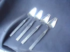 4 vintage  stainless steel  splayds buffet fork  checked handles Rostfritt Stal