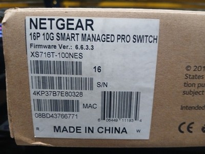 NETGEAR ProSafe (XS716T100NES) 16-Ports Rack-Mountable Ethernet Switch w/AC Cord