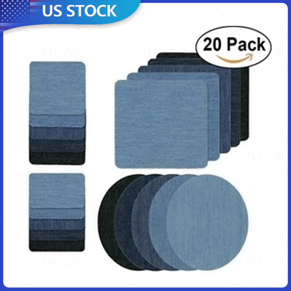 DIY Iron On Denim Fabric Patches For Clothing Jeans Repair Kit 20pcs US ...