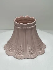 Yankee Candle Porcelain Large Jar Shade Scalloped Edge Topper Pink, Gray Accents