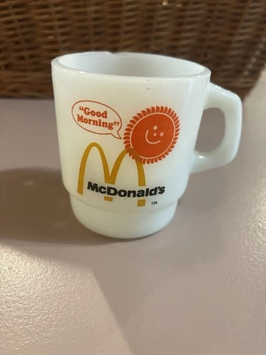 Vintage McDonald's Coffee Cup Milk Glass Mug Anchor Hocking restaurant promo
