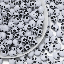 100Pcs Colorful Skull Shape Beads Acrylic Spacer Loose Bead for Halloween Earrin