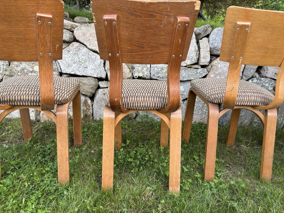 Juego de 4 sillas de comedor vintage MCM Mid Century modernas de madera curvada Thonet Foto 4 de 4