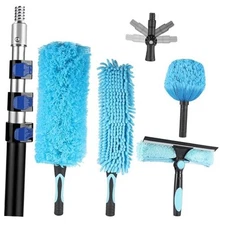 20 Foot High Reach Ceiling Duster Kit 3.6-12ft Extendable Pole with Cobweb 