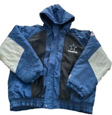 Vintage Starter Dallas Cowboys Hooded Puffer Jacket NFL Pro Line Zip Size XL