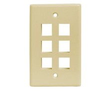 Universal Wall Plates, 6 Port - 2 NW x 4 H - Almond