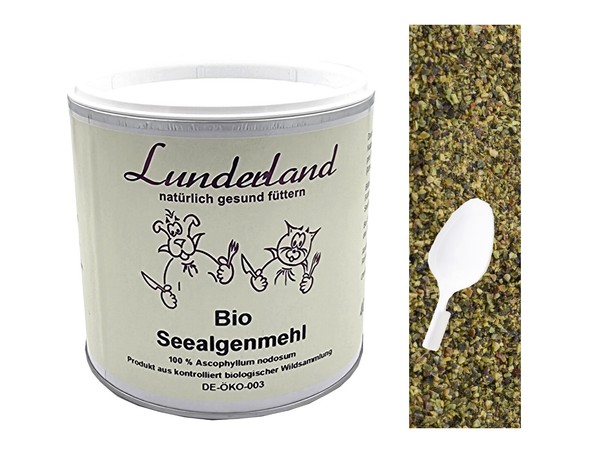 Lunderland Bio Seealgenmehl 400G Einzelfuttermittel FüR Hunde U. Katzen + LöFfel-image