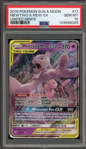 Pokemon Mewtwo & Mew GX Unified Minds Holo Ultra Rare #71 PSA 10 Gem Mint