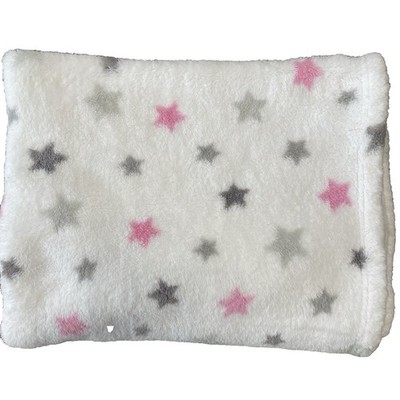 Little Miracles Baby Blanket Costco Plush White Pink Gray Stars Soft Security