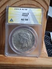 1921 Peace Dollar ANACA AU 58
