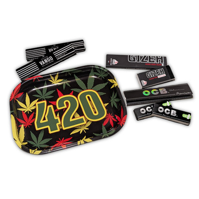GIZEH OCB Set Rolling Tray Papers Tips VANGO Komplett Bundle 420 Zubehör