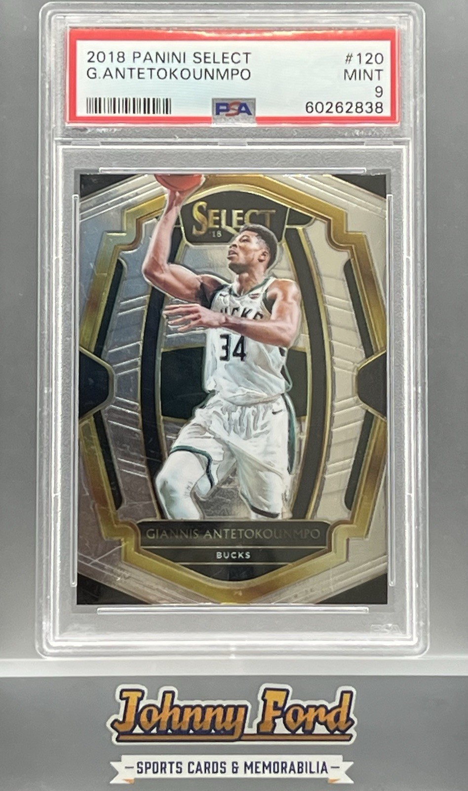 Giannis Antetokounmpo 2018-19 Panini Select Premier Level #120 Bucks PSA 9