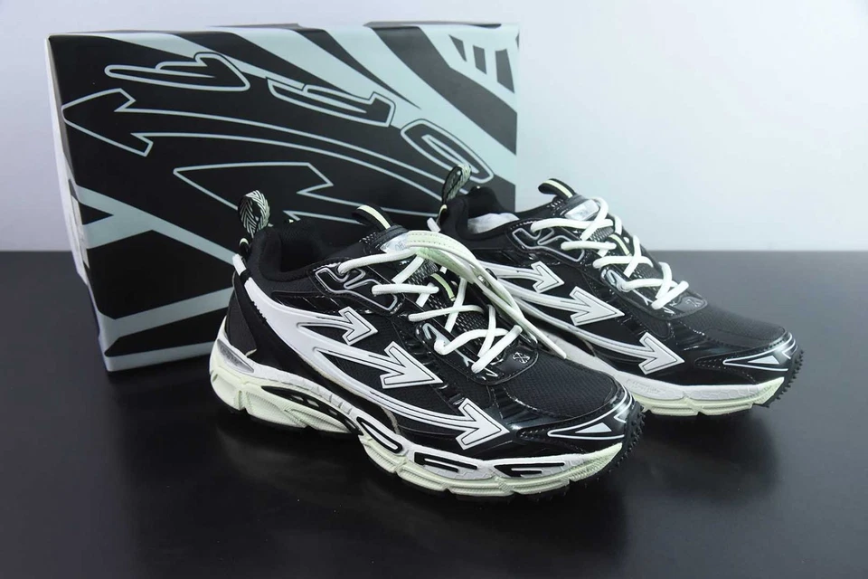 Off Arrow White Be Right Back Unisex Sneakers Black Lime - Image 2 of 4